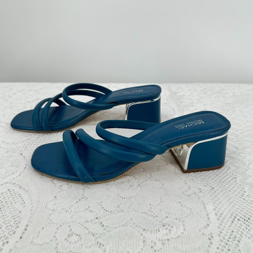 Michael, Michael Kors Lana Sandal Blue heeled slip-on sandals size 7.5M
